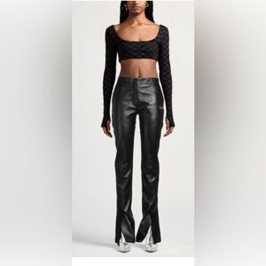 Brand New 🔥🔥OFF WHITE CORPORATE SLIM TAILORED PANTS LEATHER BLACK